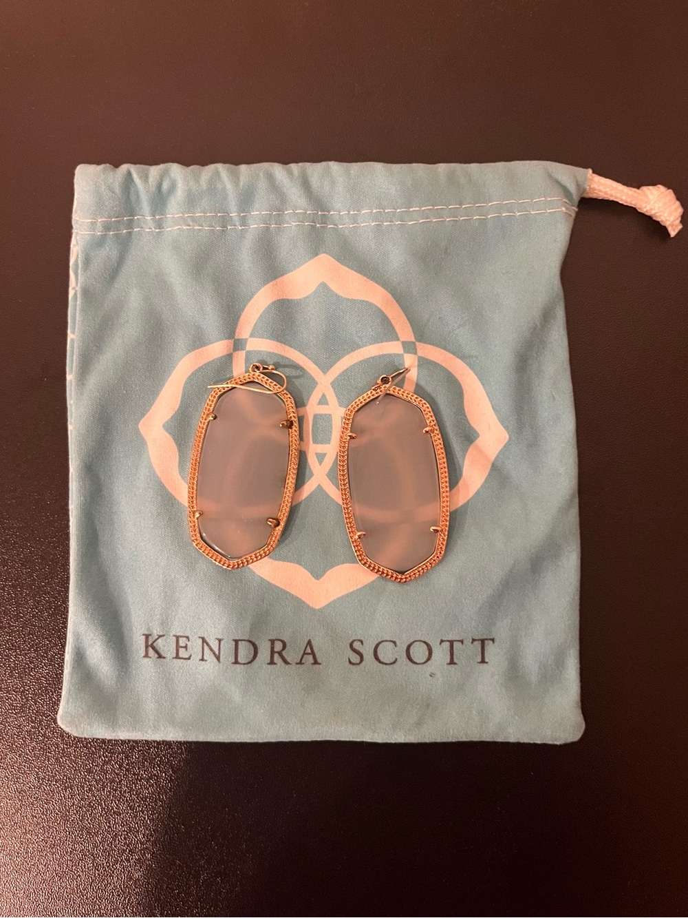 Kendra Scott Drop Earrings with Opalescent Gray Stones